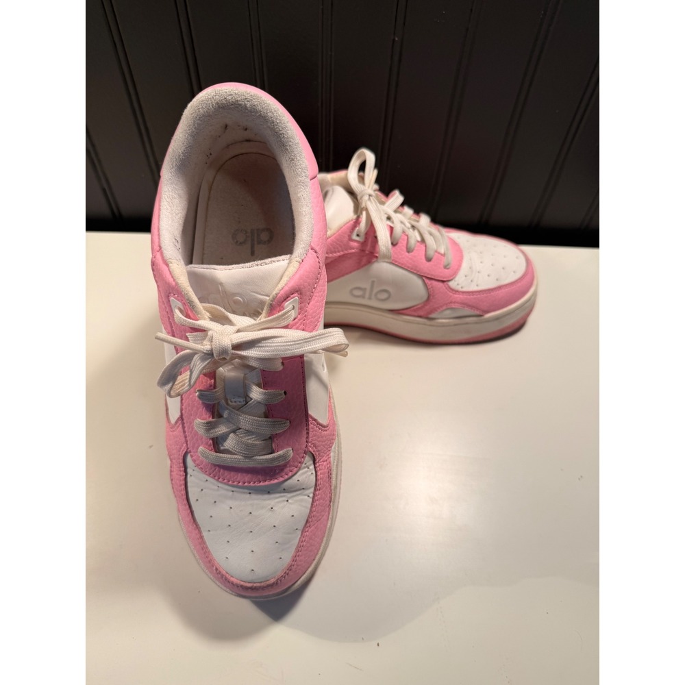 Alo Yoga Alo X 0-1 Recovery Mode Sneakers Pink White Leather Womens 8.5 A0685U